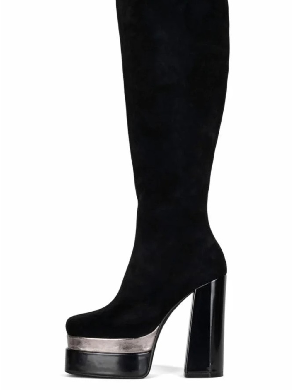 Jeffrey Campbell | Suede Platform Boots with Metallic Toe Trim